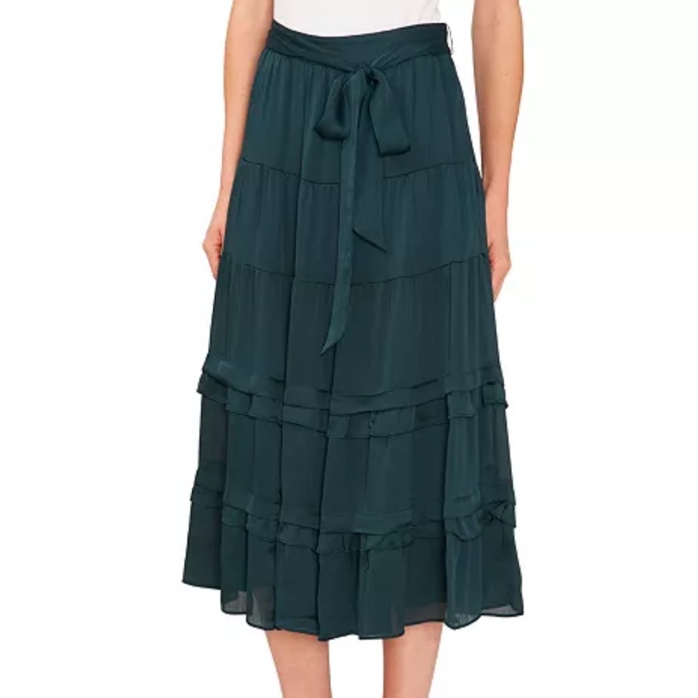 Black Tiered Ruffle Midi Skirt